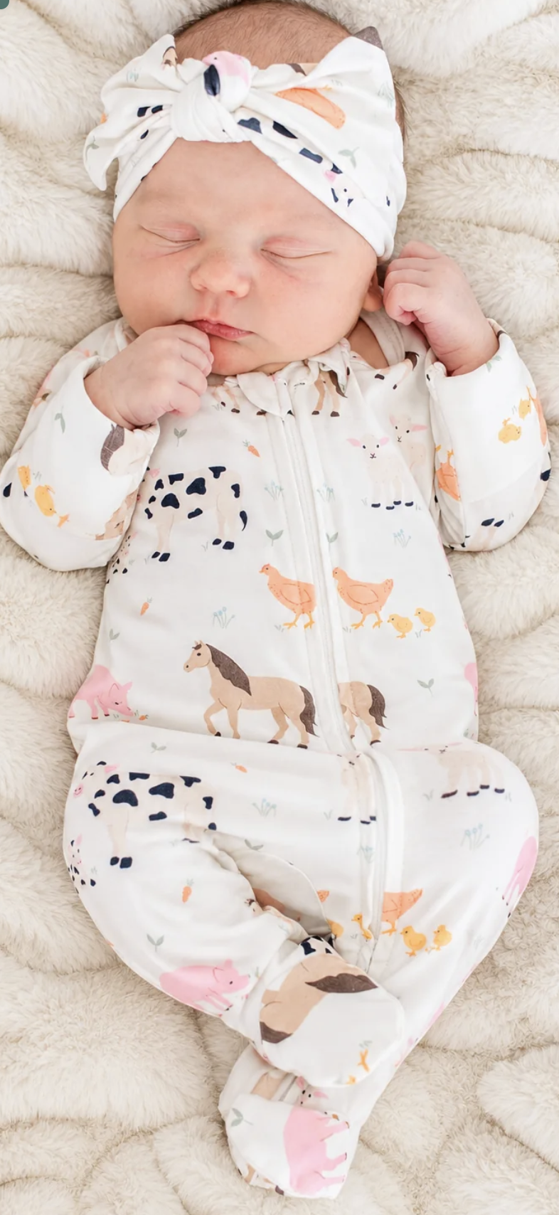 Caden Lane Zipper Footie - Farm Animals