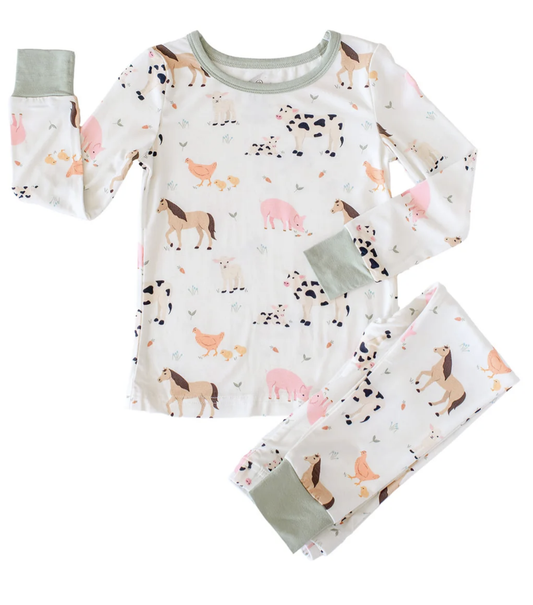 Caden Lane Two Pc Bamboo Pajama Set - Farm Friends