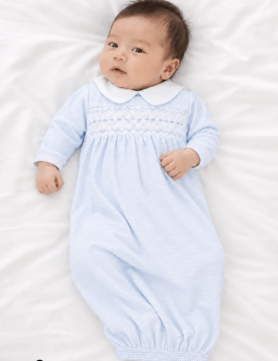 Magnolia Baby Benjamin Smocked Gown - Lt Blue