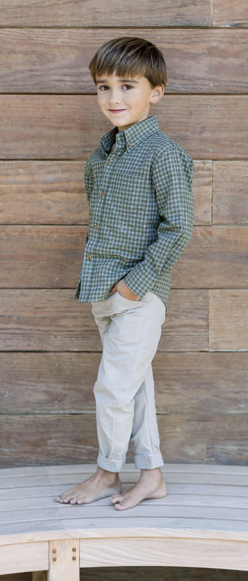 Properly Tied Boys Woodland Sportshirt - Cypress Needle