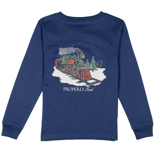 Properly tied Boys PT Express LS Tee - River Blue