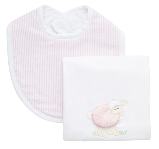 3marthas Baa-rilliantly Soft Bib & Burp Set - Pink