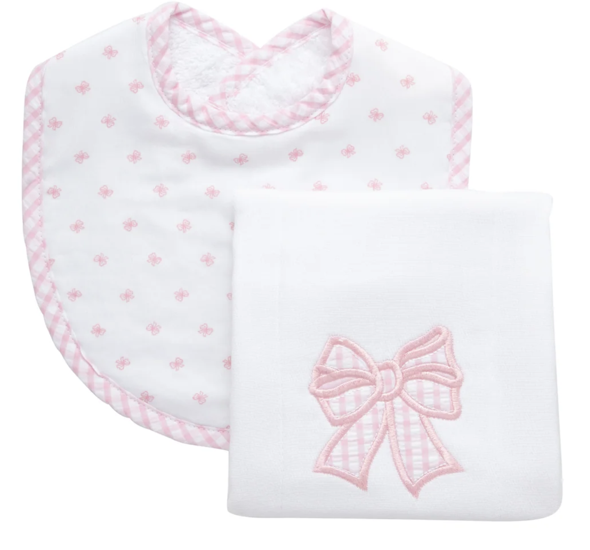 3marthas Bow Basic Bib & Burp Set - Pretty in Pink
