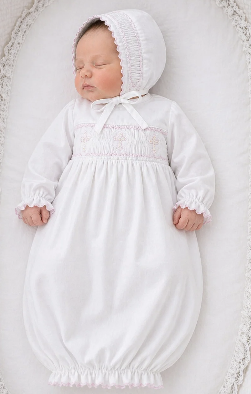 Little Threads Pink Cross Day Gown