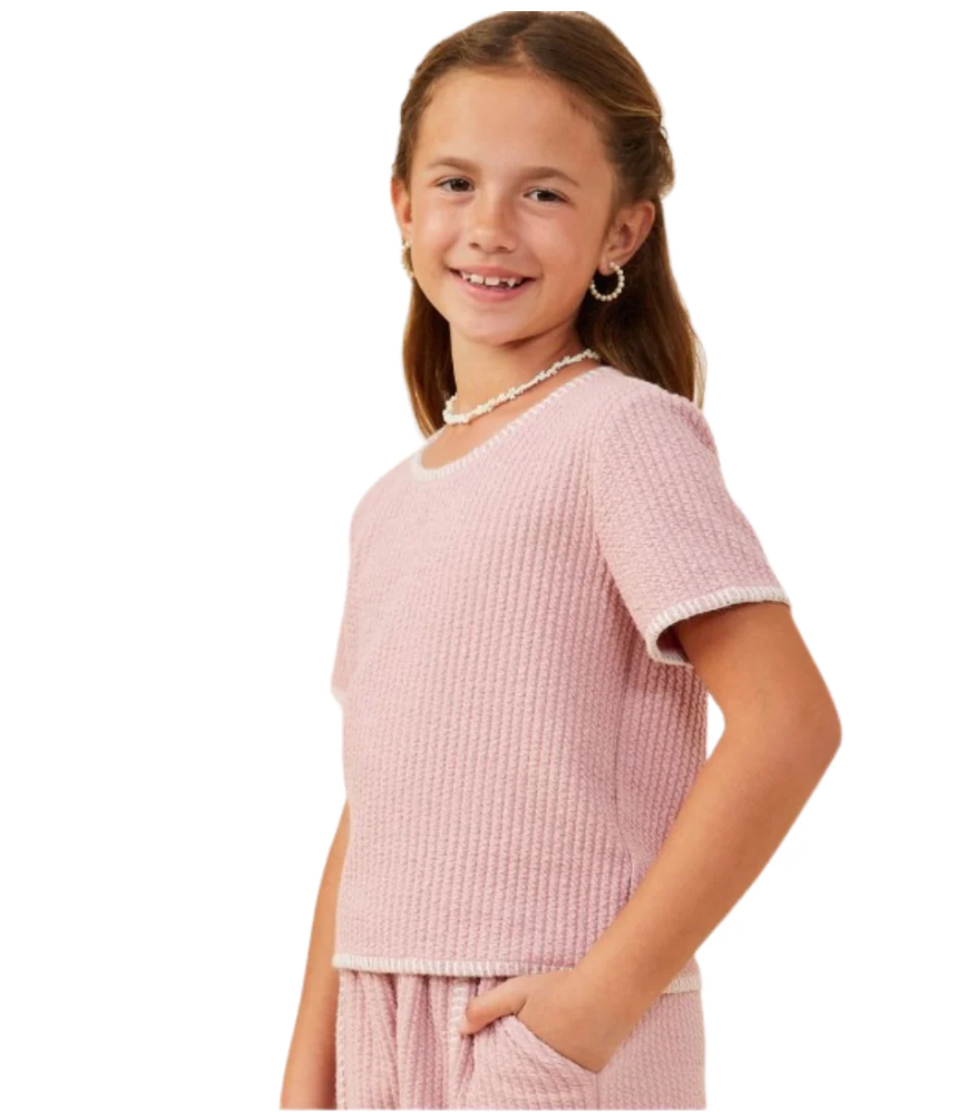Hayden Girls Contrast Stitch 2 Piece Short Set