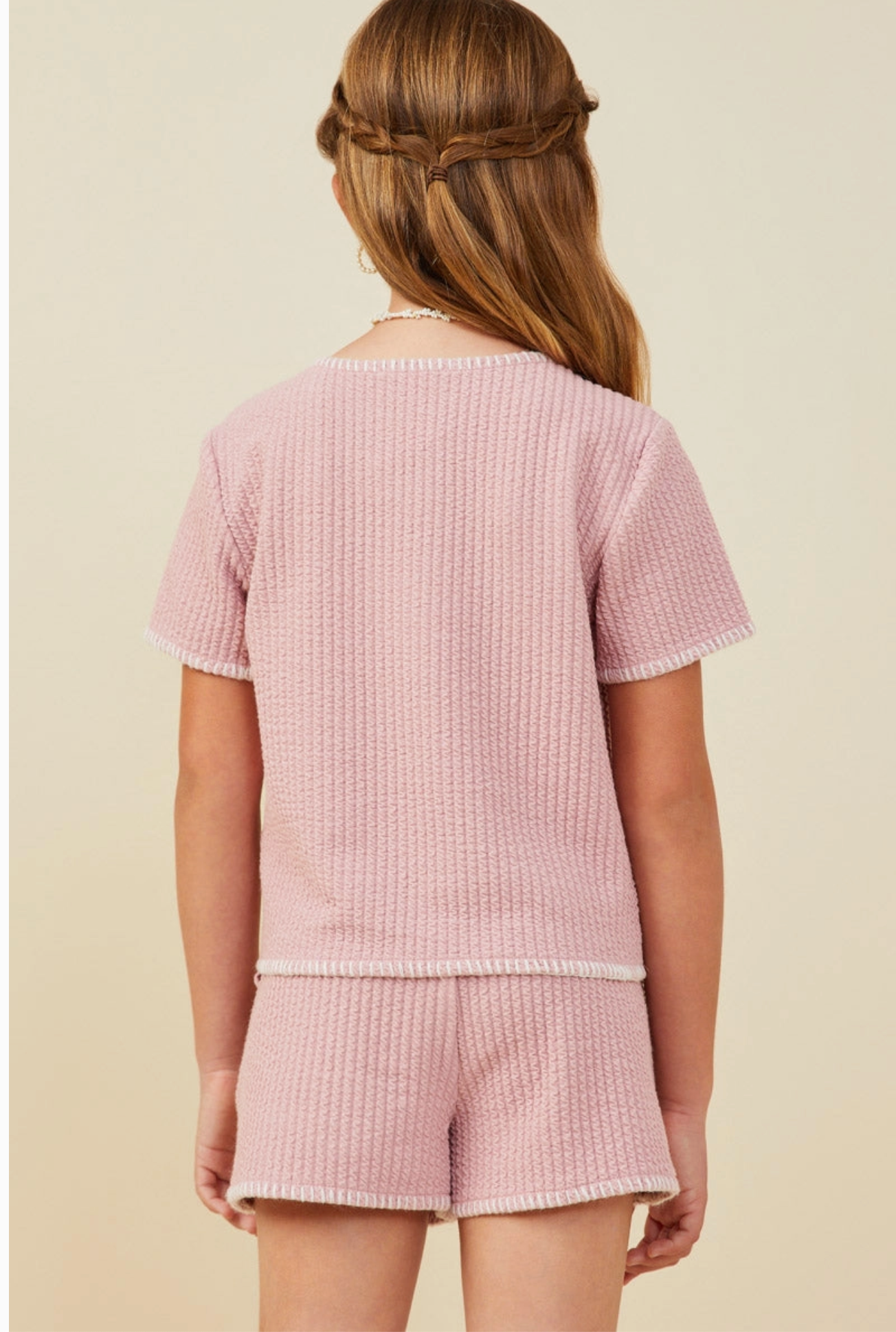 Hayden Girls Contrast Stitch 2 Piece Short Set
