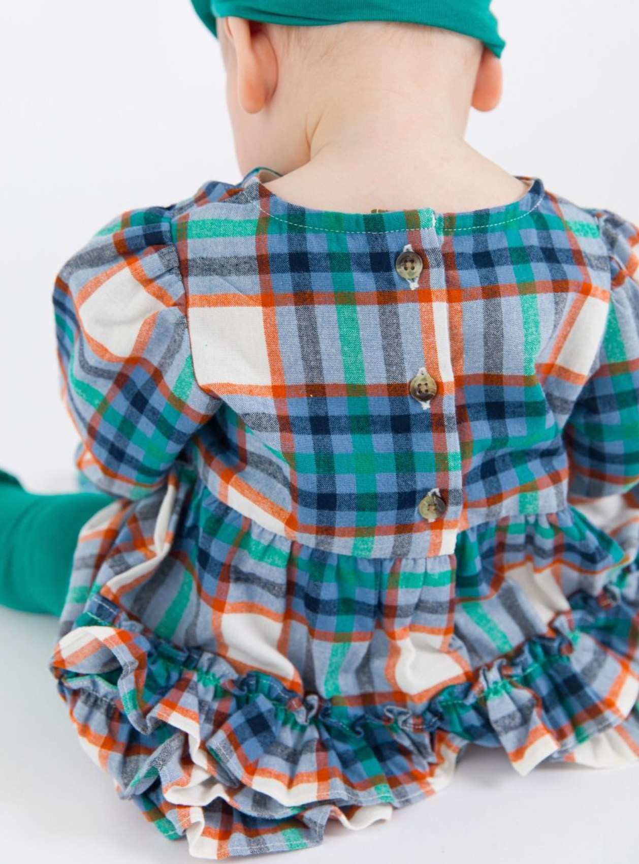 RuffleButts Peyton Plaid L/S Romper