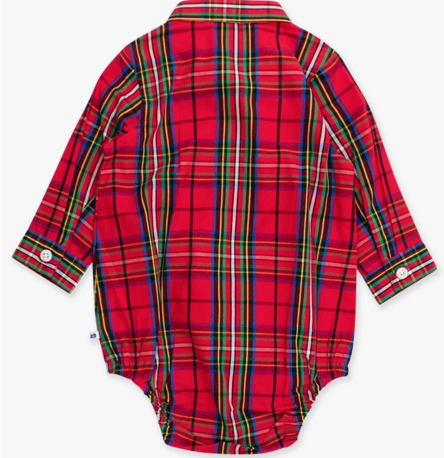 Ruffle Butts Red Nicholas Plaid L/S Button Down Bodysuit