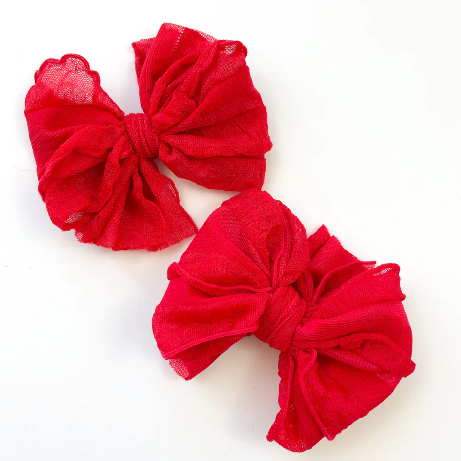 Ruffled Hairbow Clip Set