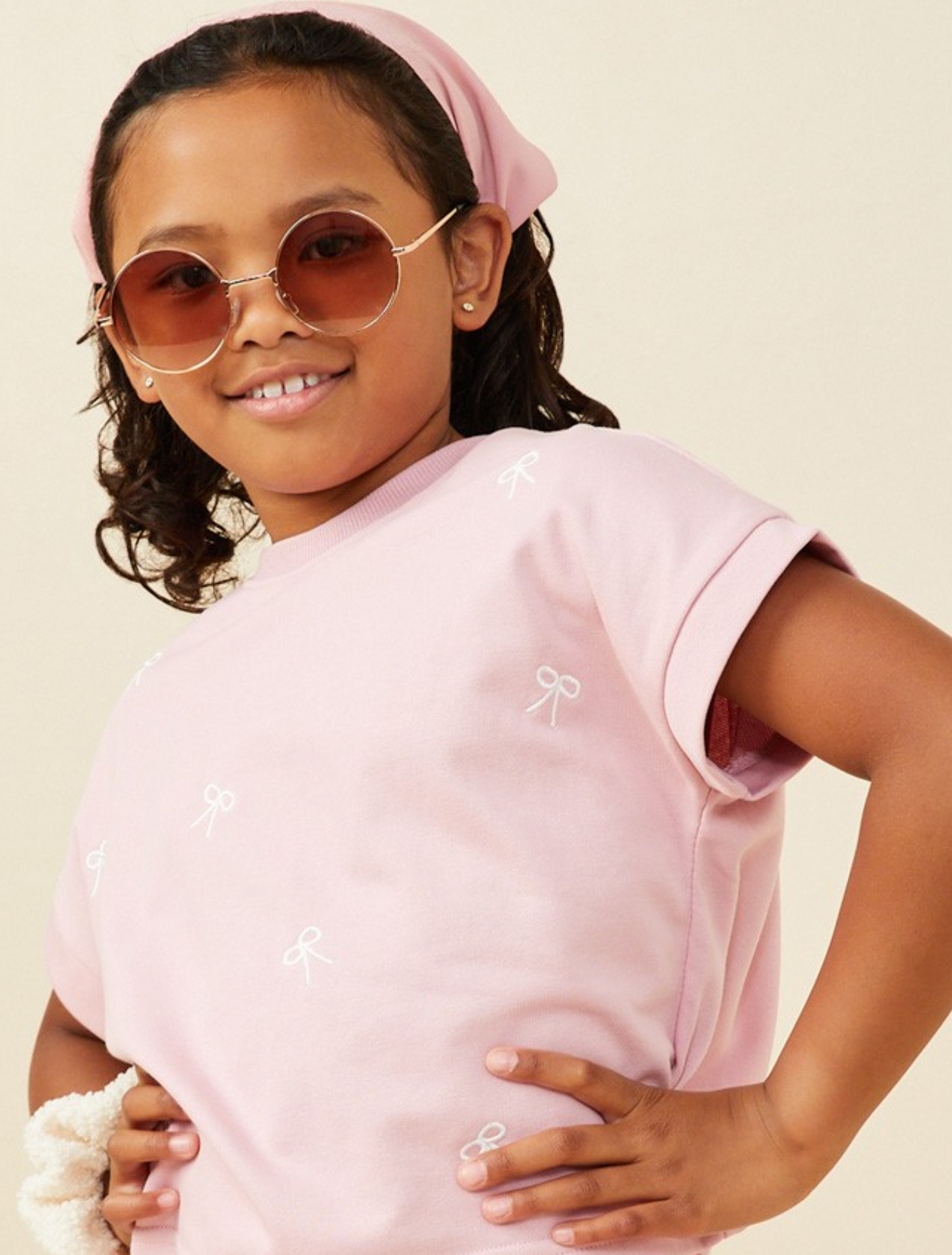 Hayden Girl  Mauve Bow Short Set