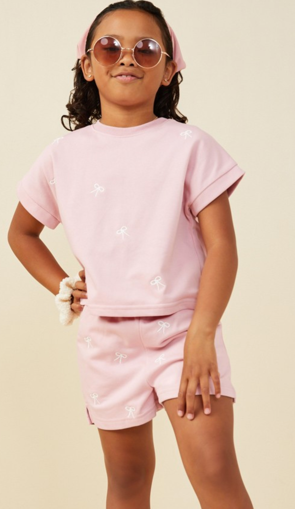 Hayden Girl  Mauve Bow Short Set