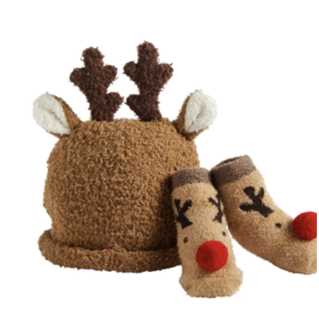 Reindeer Sock and Hat Set