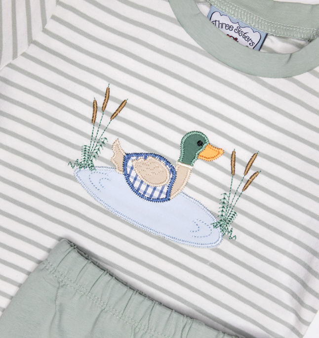 Three Sisters Duck Applique Boys Short Set
