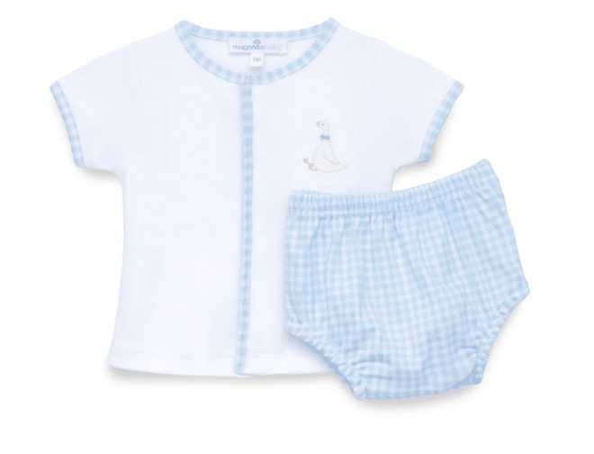 Magnolia Baby Silly Goose Diaper Cover Set - Lt Blue