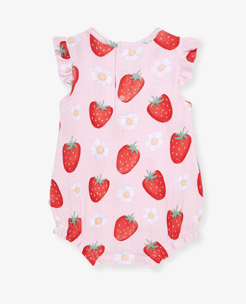 Posh Peanut Pointelle Ruffled Bubble Romper - Penny