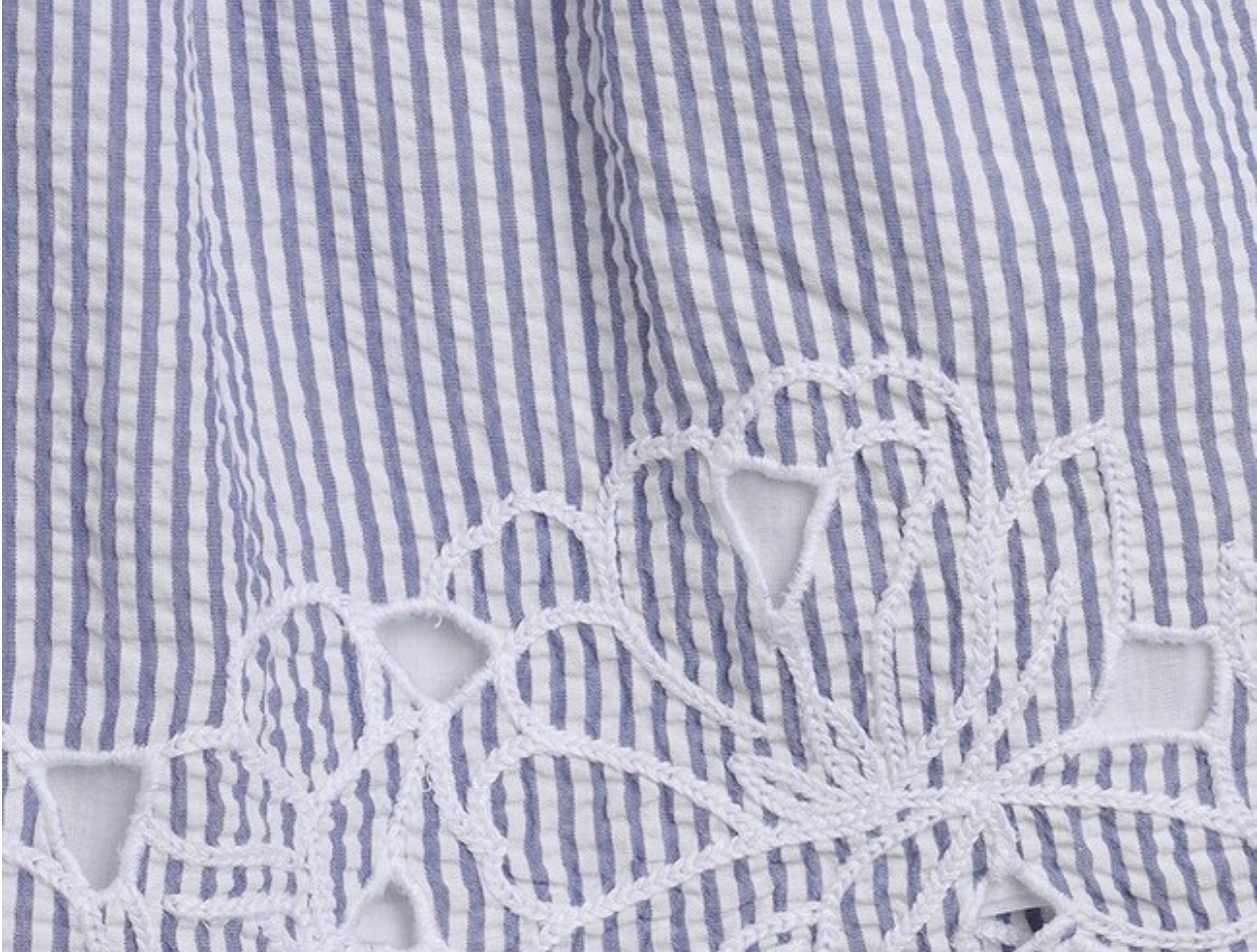 Pedal Seersucker Embroidered Dress