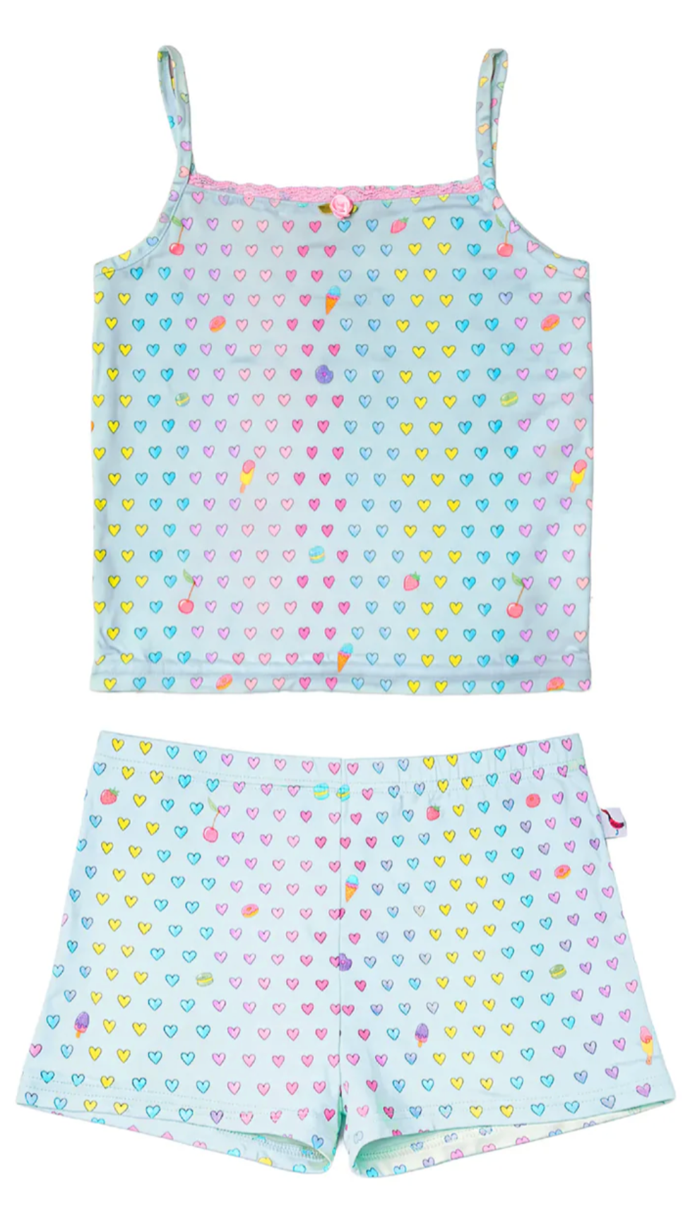 Preppy Goose Aqua Heart Print Cami PJ Set
