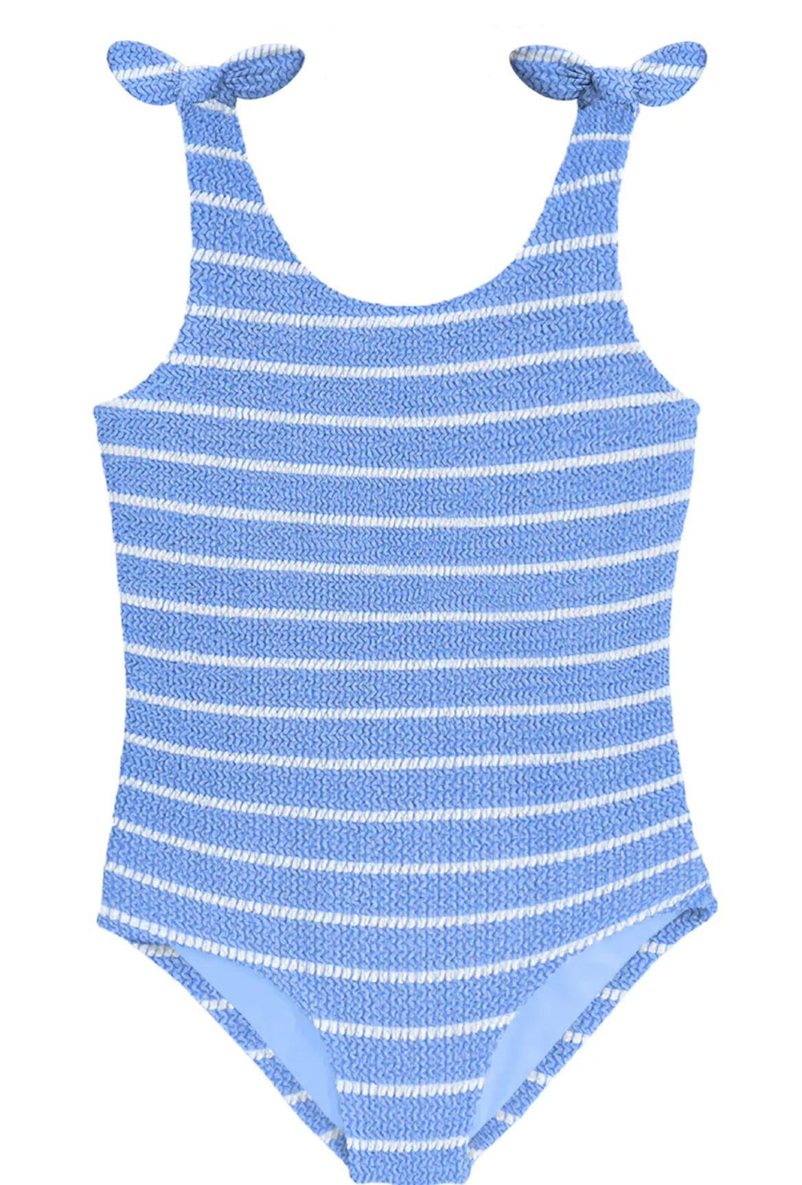 Limeapple Crinkle Bow Tie One Piece - Blue