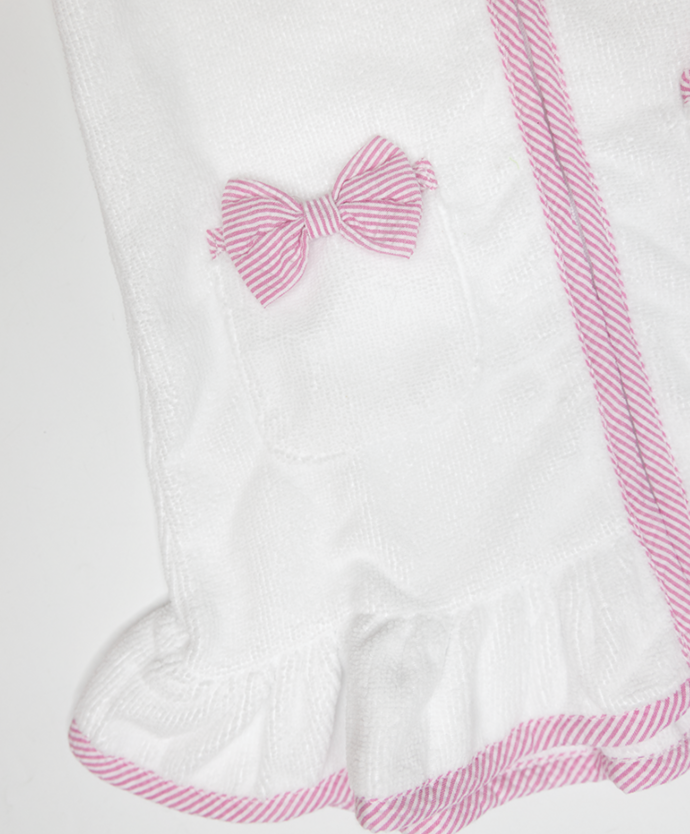 Millie Jay Terry Hooded Cover Up - Pink Seersucker