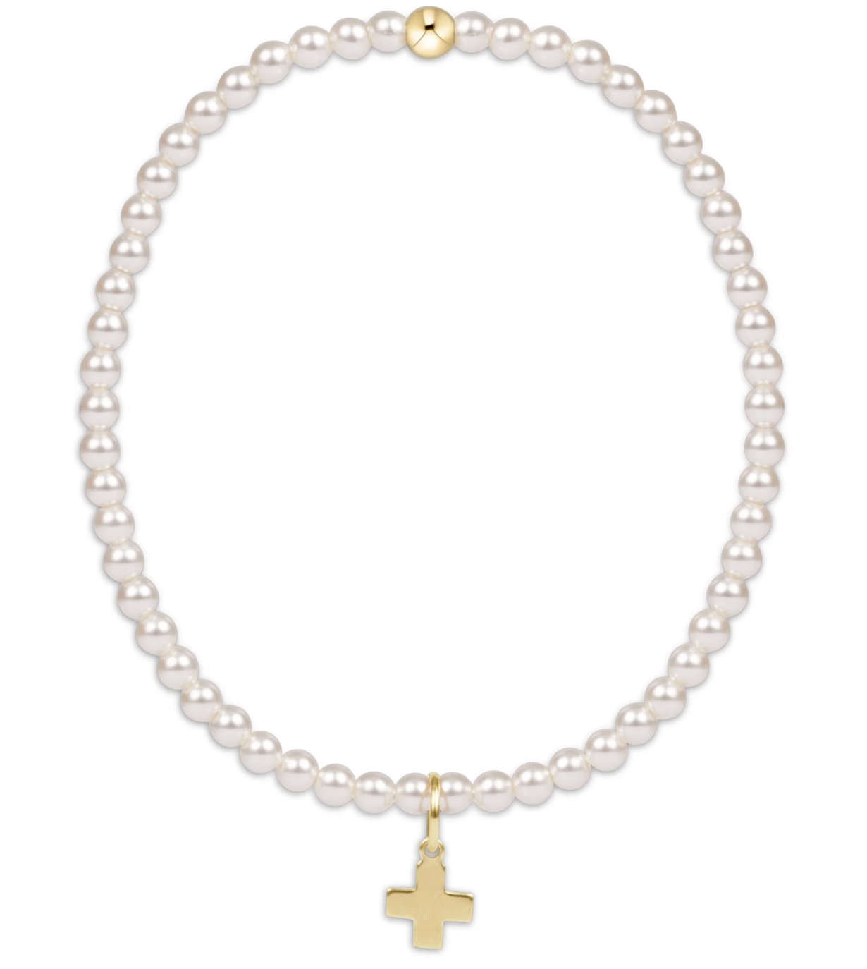 Egirl 3MM Gold Pearl Bracelet w/ Cross Charm