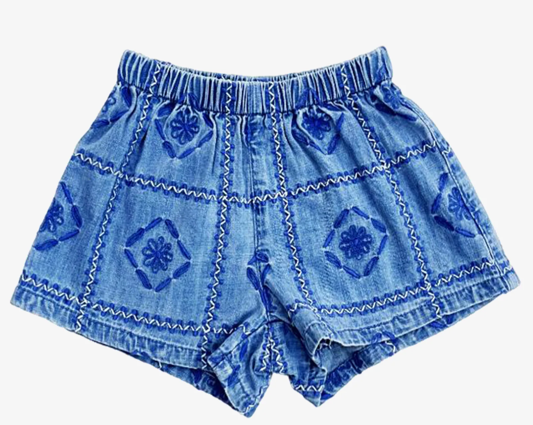 Blu & Blue Clara Embroidered 2 Piece Short Set