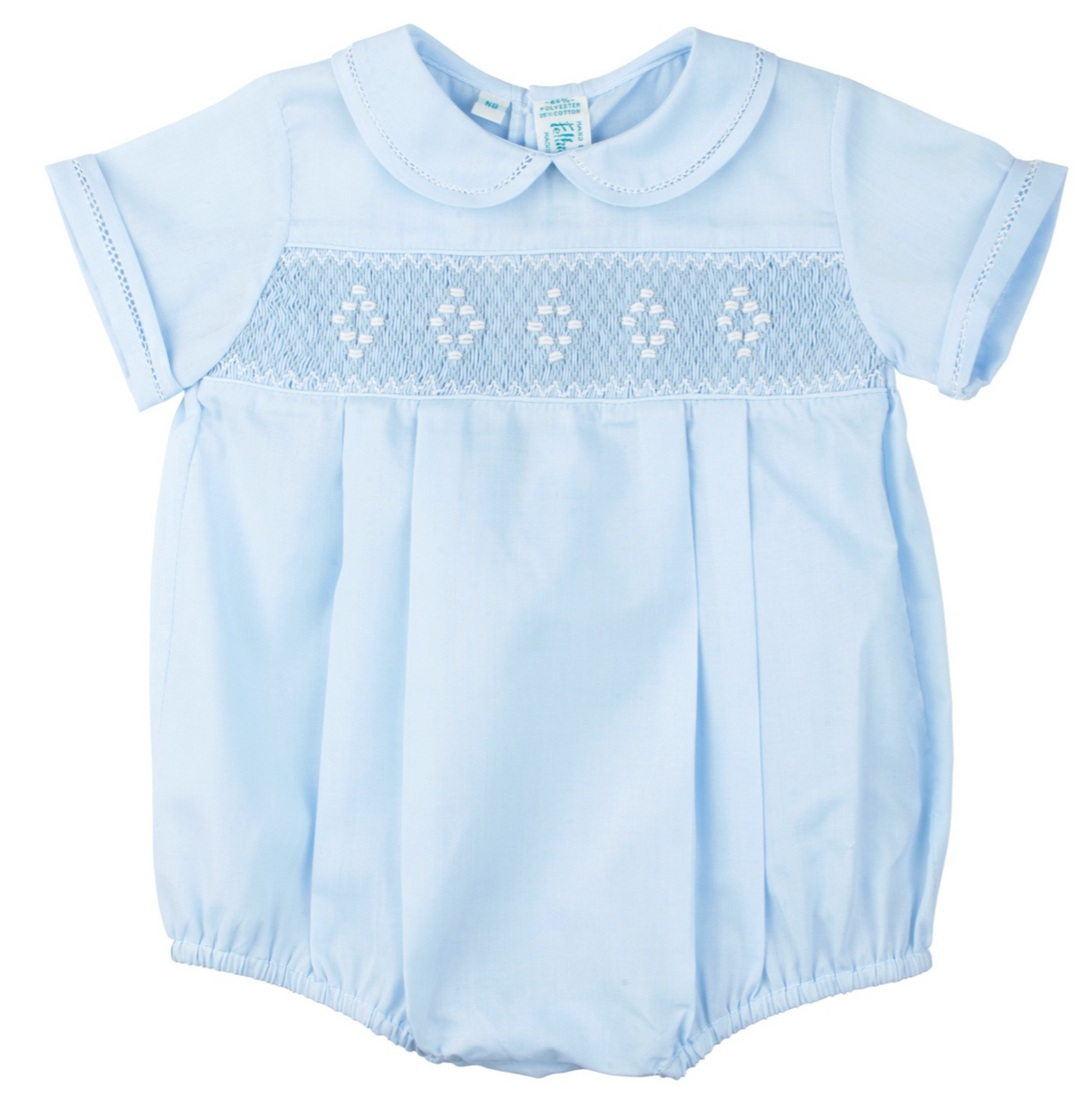 Feltman Bros. Smocked Embroidered Diamond Creeper - Blue
