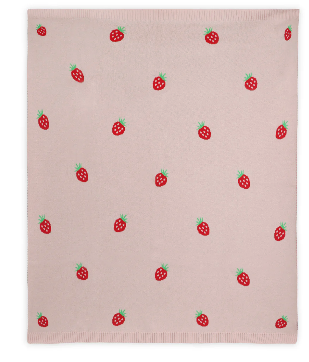 Viverano Strawberry Jacquard Knit Blanket