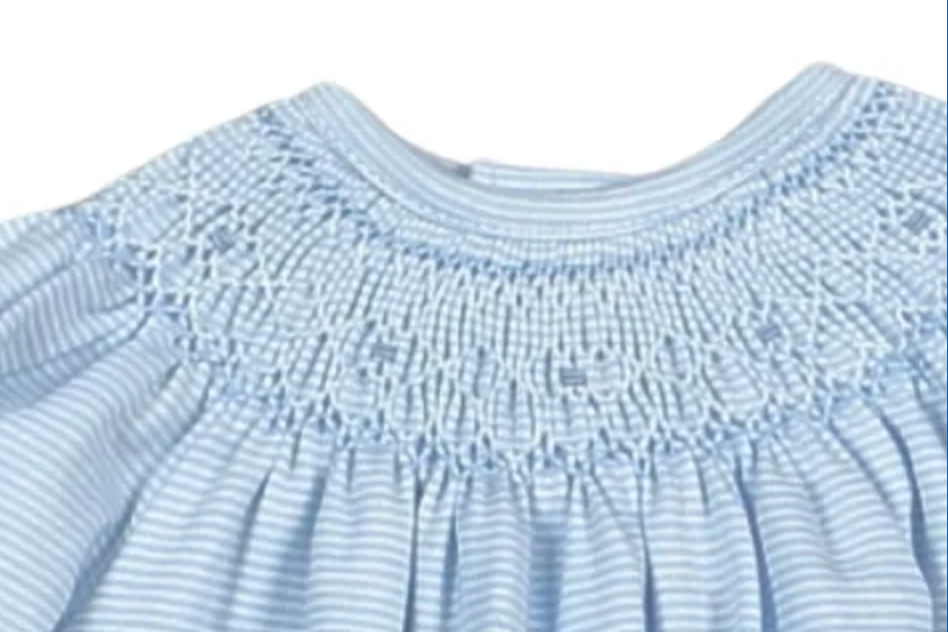 Baby Loren Tim Blue Stripe Hand Smocked Bishop Gown