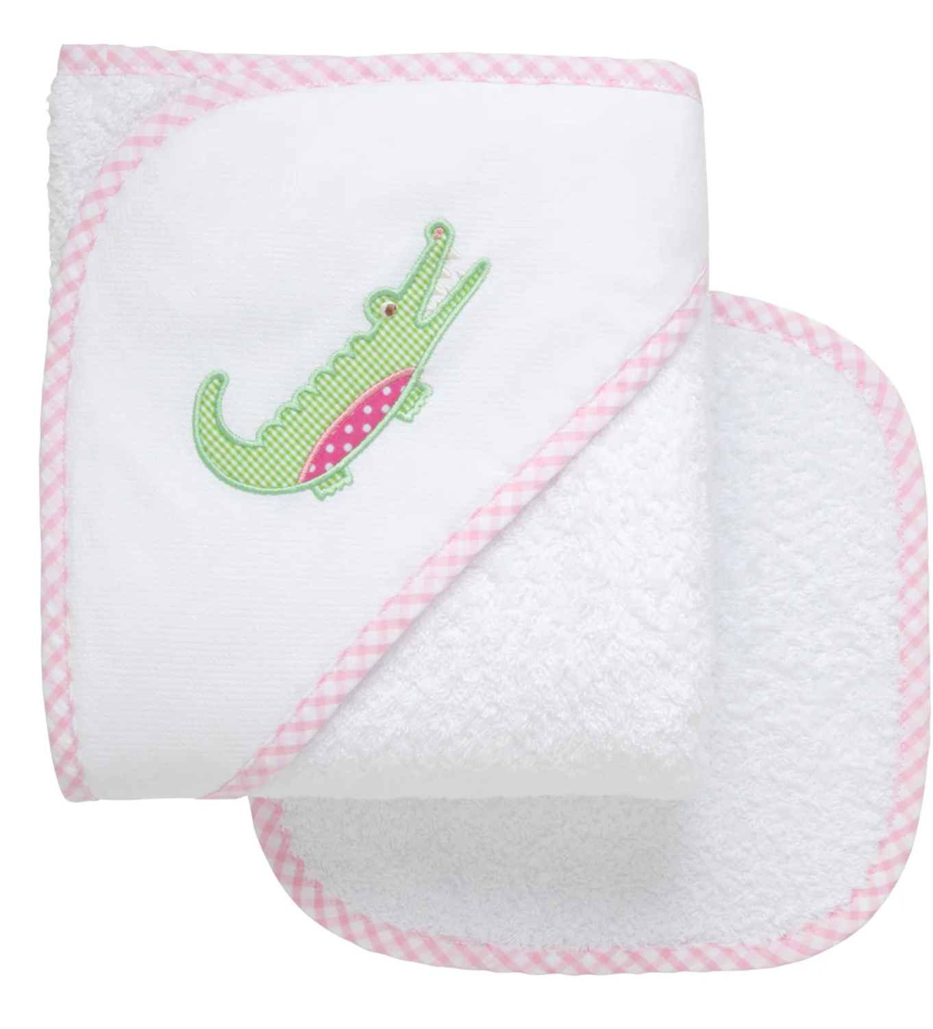See ya Later Alligator Hooded Towel & Washcloth Set/Pink