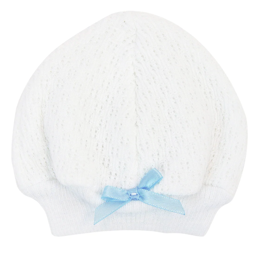 Paty White Knit Beanie with Bow