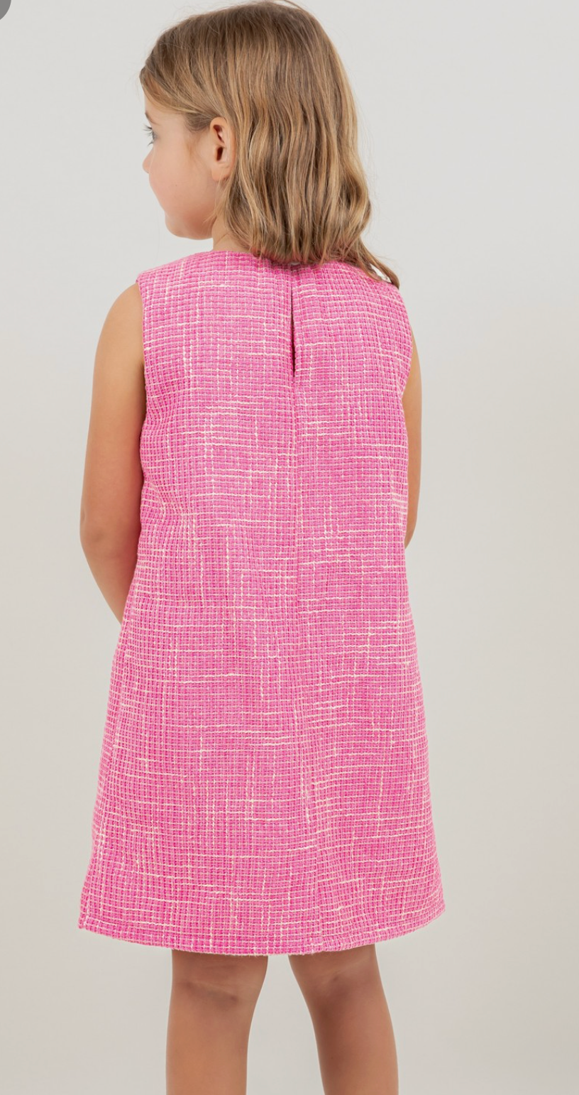 VOY Pearl Detailed Bow Tweed Dress