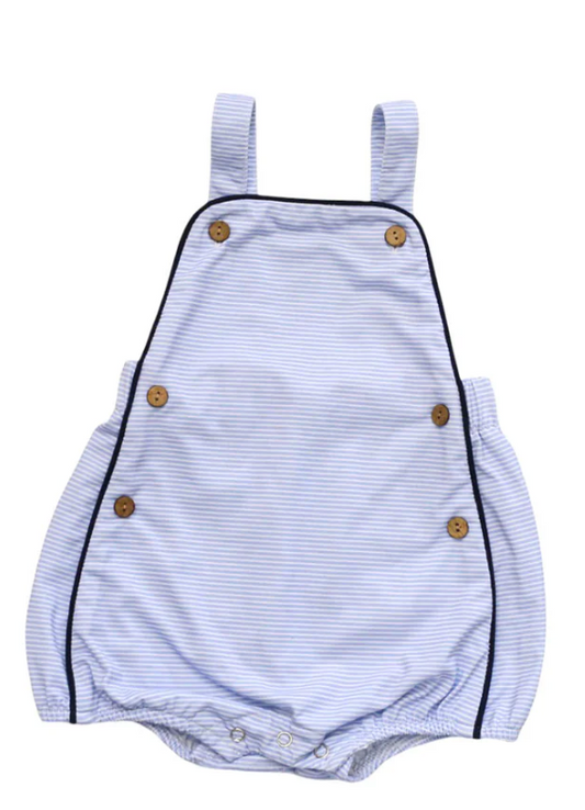 Be Girl Overall Romper -Blue Pinstripe