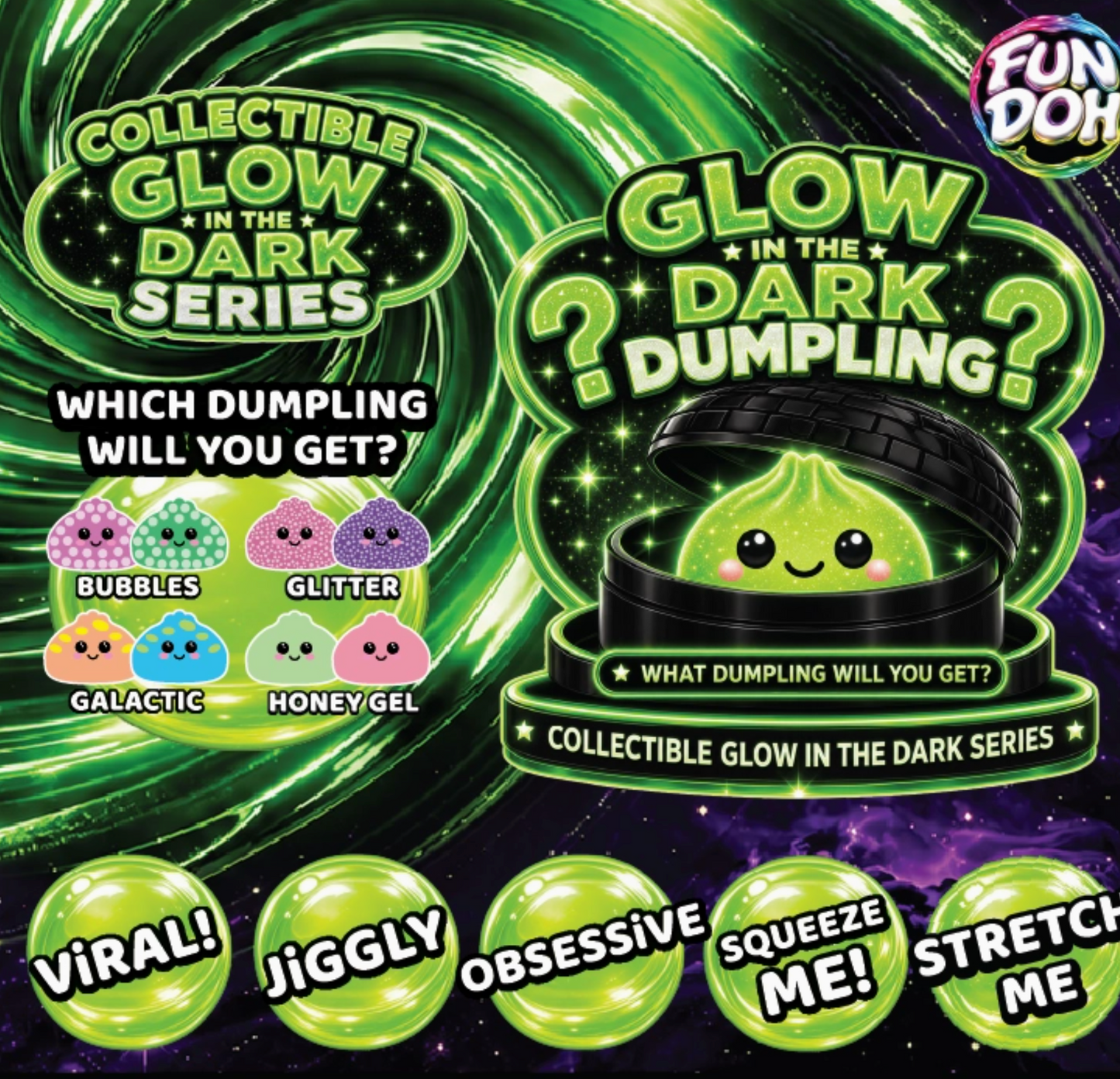 FunDoh Squishy Glow-in-Dark Mystery Dumpling