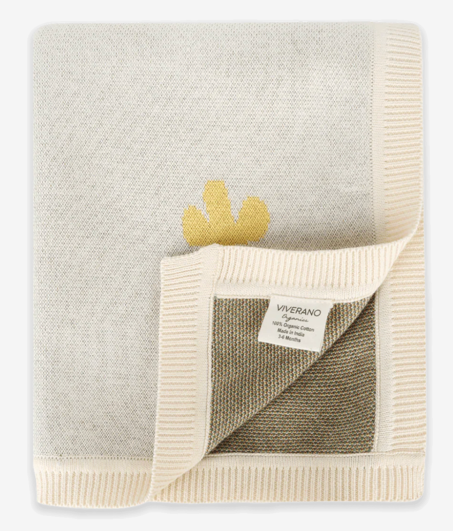 Viverano Sunny Farm Organic Jacquard Knit Baby Blanket