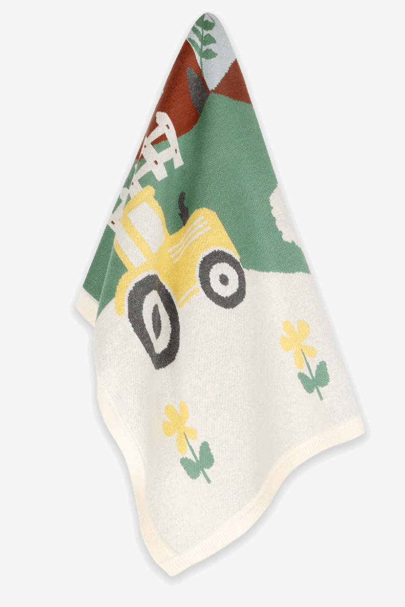 Viverano Sunny Farm Organic Jacquard Knit Baby Blanket