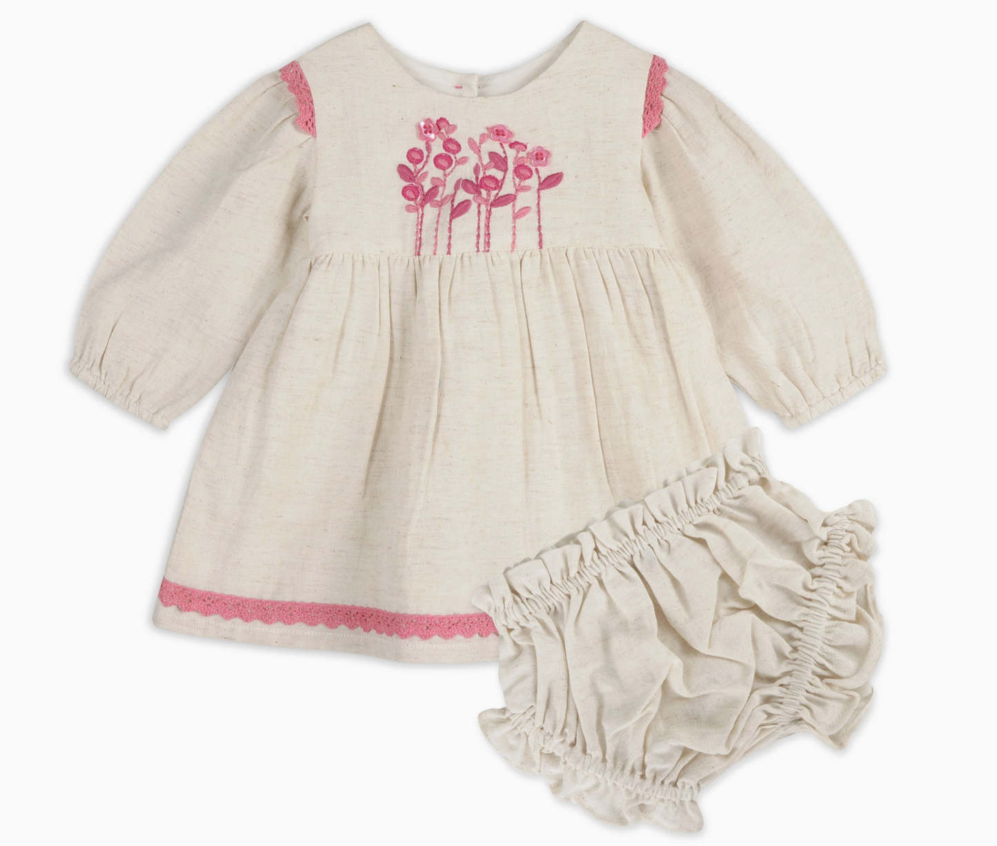 Viverano Colette Embroidered Baby Dress & Bloomer Set