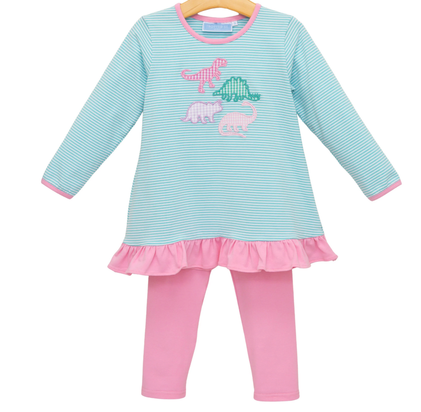 Trotter Street Kids Dino Ruffle Pant Set
