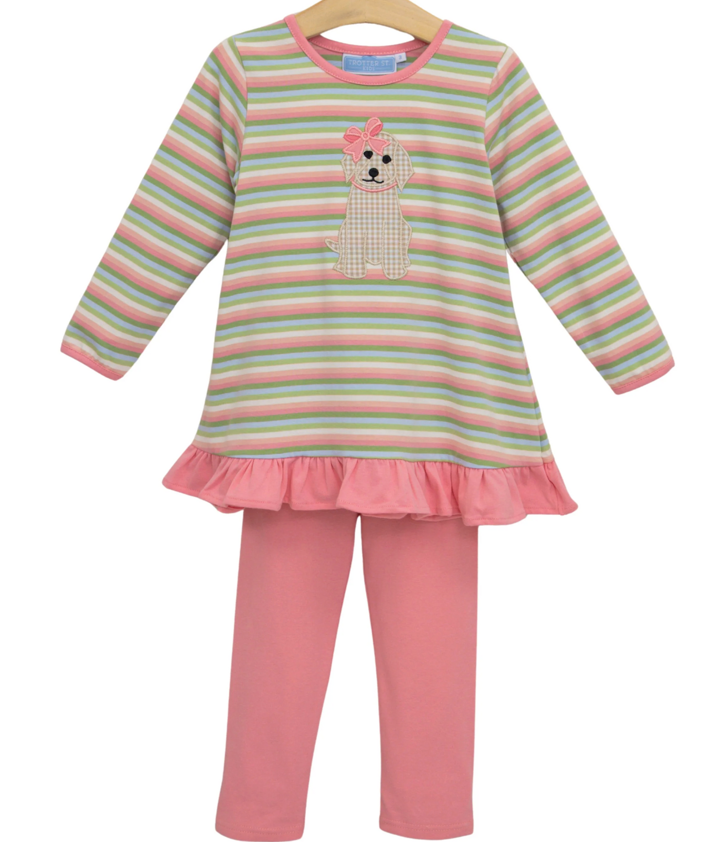 Trotter Street Kids Puppy Ruffle Pant Set - Girls