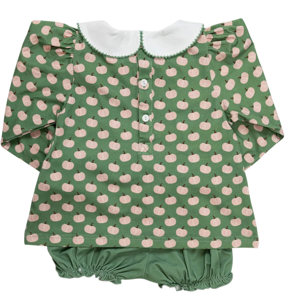 Smockingbird Sage Green Pumpkin Bloomer Set