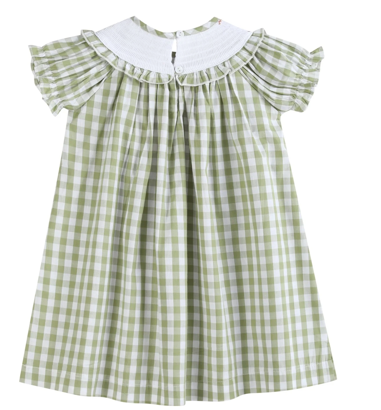 Lil Cactus Sage Gingham Pumpkin Smocked Dress
