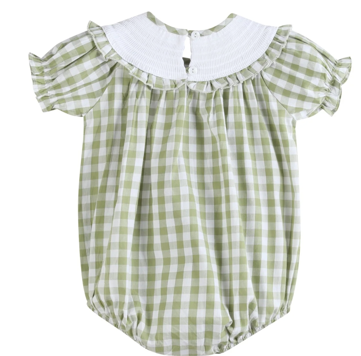Lil Cactus Sage Gingham Pumpkin Smocked Romper