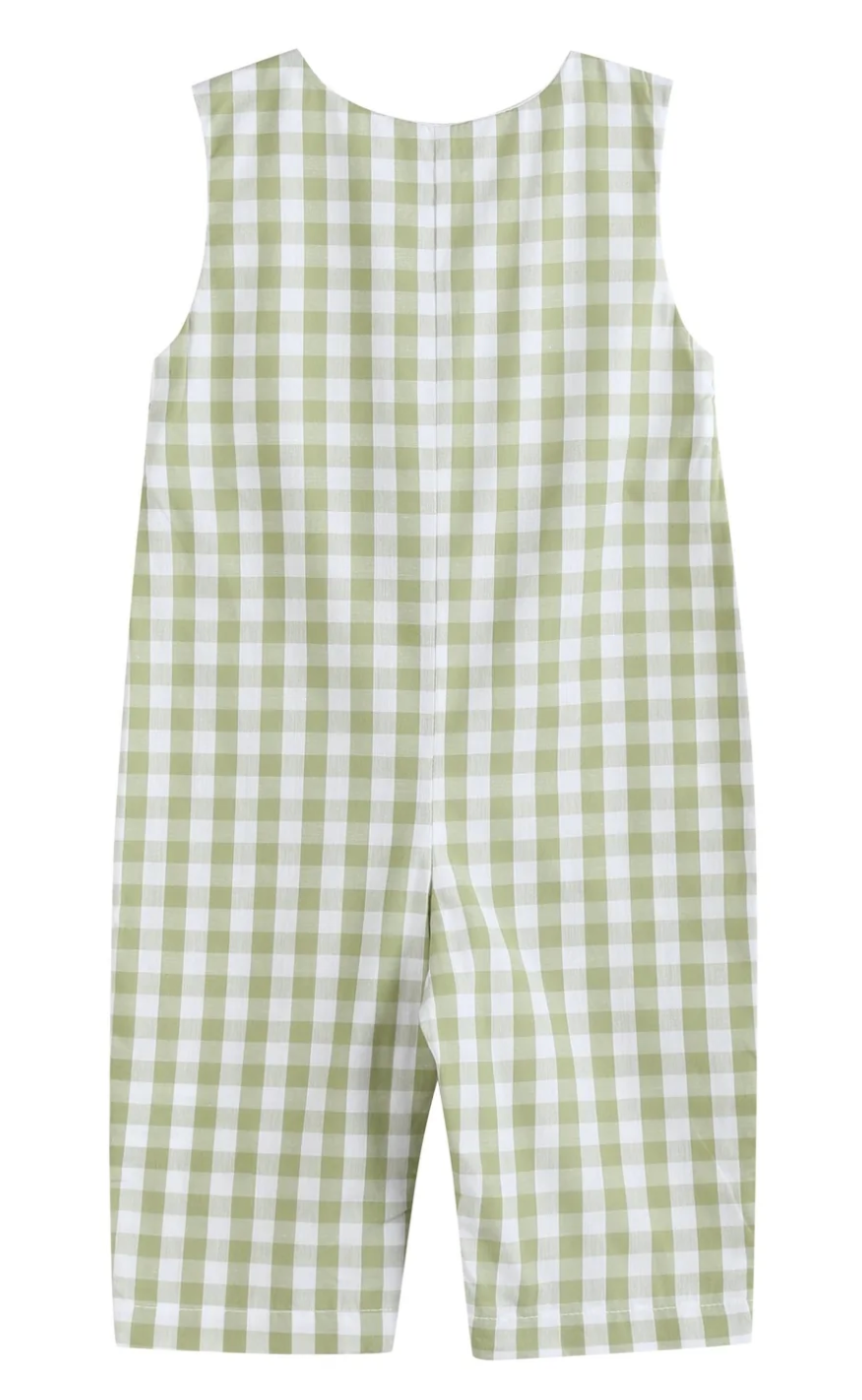 Lil Cactus Sage Gingham Pumpkin Smocked Overall