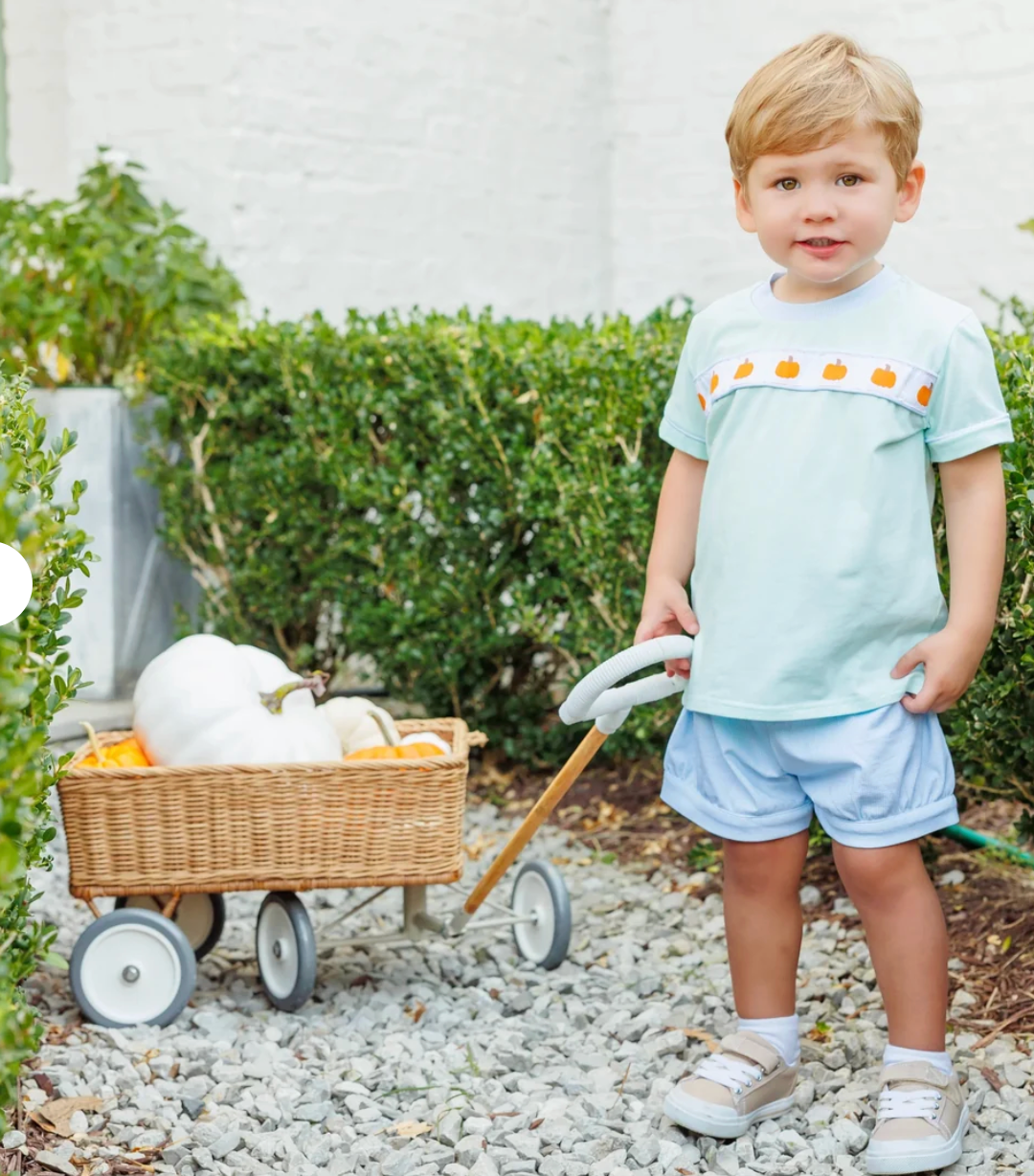 Trotter Street Kids Pumpkin Rowe Banded Short Set