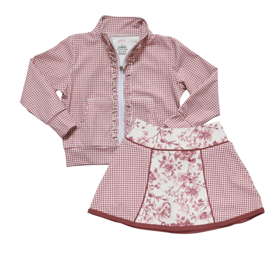 Be Girl Zip Up Skirt Set - Floral Gingham