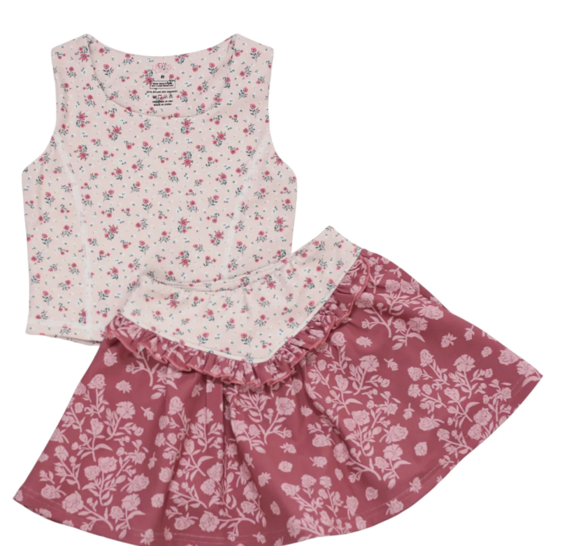 Be Girl Taupe Floral Skort Set