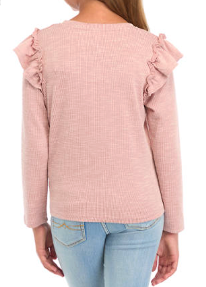 Hayden Girl Marled Textured Scoop Neck Top - Mauve
