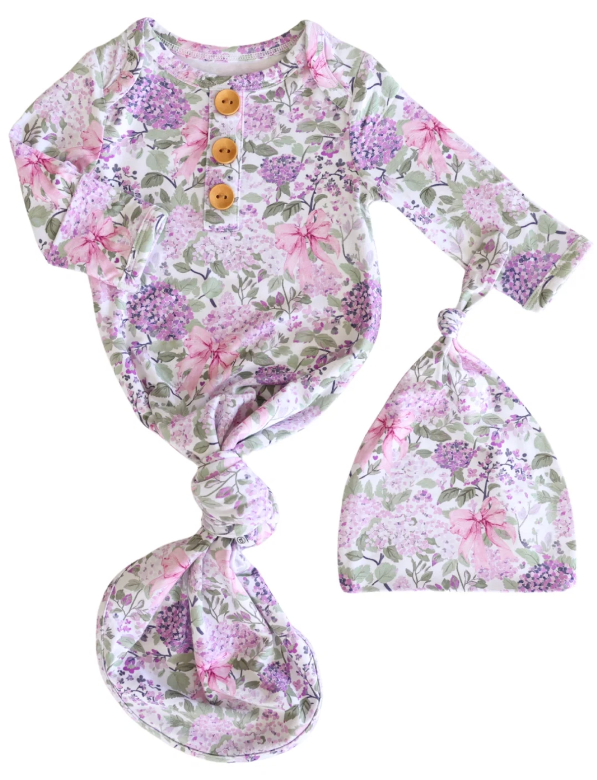 Caden Lane Lavender Lullaby NB Baby Knot Gown
