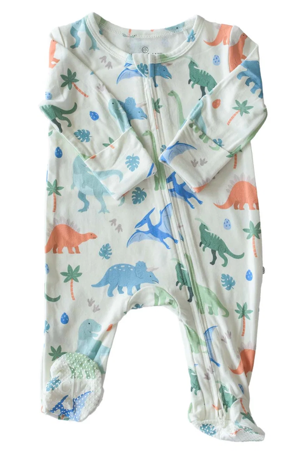 Caden Lane Little Fossil Bamboo Zipper Footie