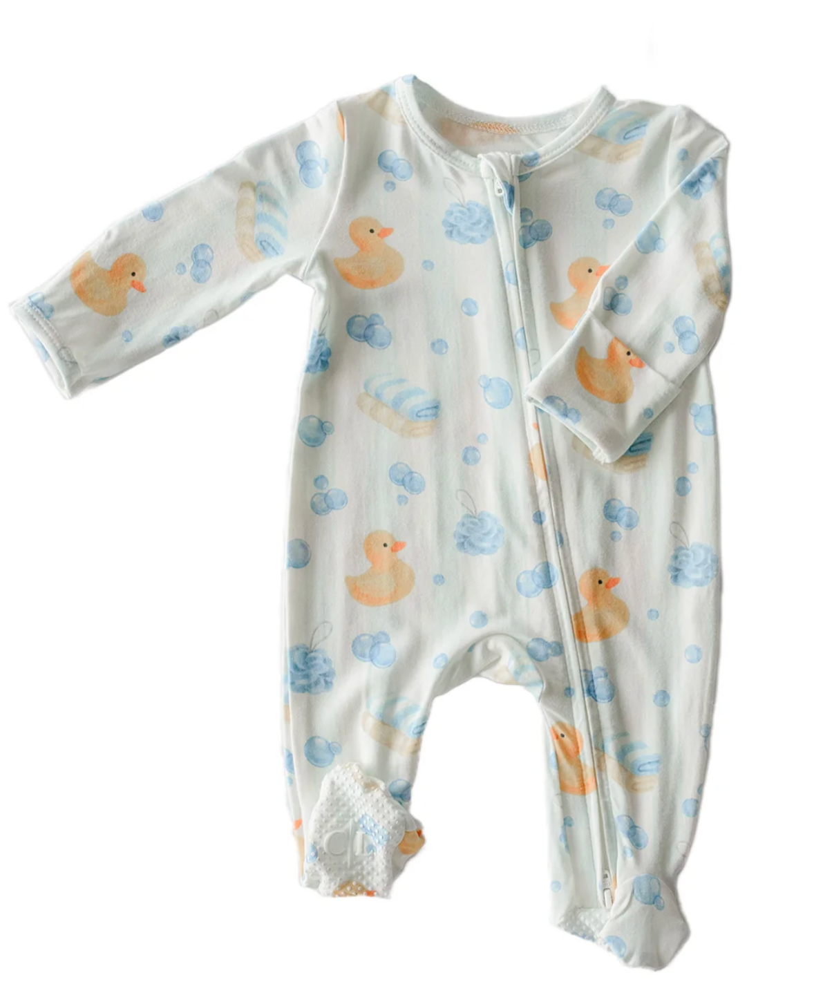 Caden Lane Zipper Footie  Bubble Duckies - Blue