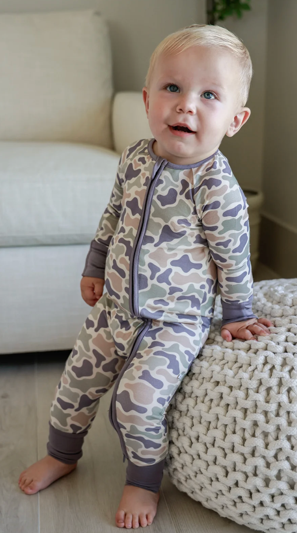 Caden Lane Camo Cutie Zipper Romper - Unisex